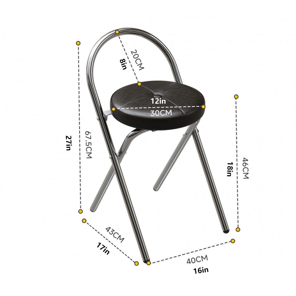 Folding Cushioned Stool with Backrest W494