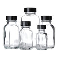 Clear Glass 2oz Bottle with Black Screw Cap, Case of 48 F687206