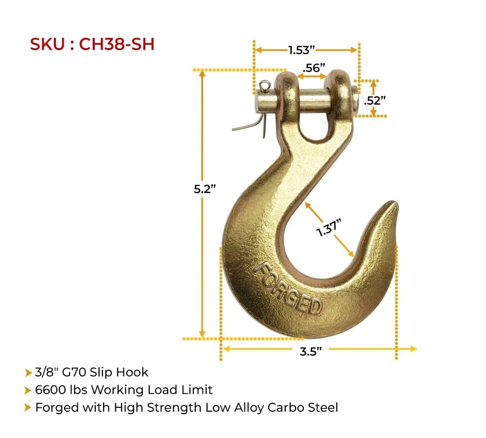 4 Pack 3/8" Grade 70 Clevis Slip Hook Y70072