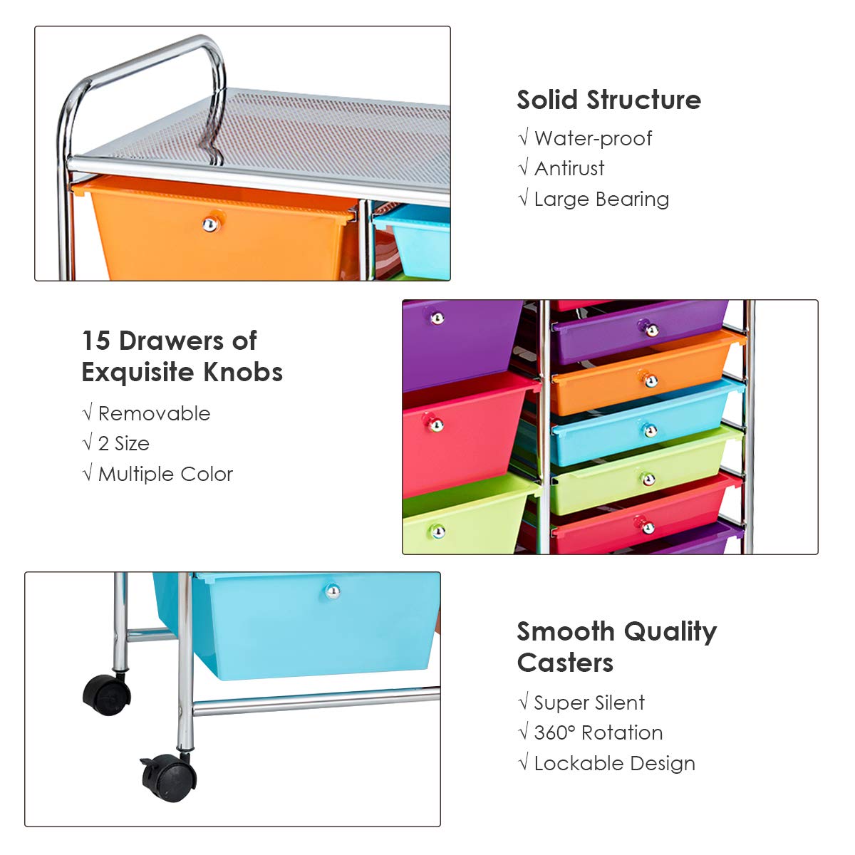 15 Drawer Rolling Storage Cart T86940