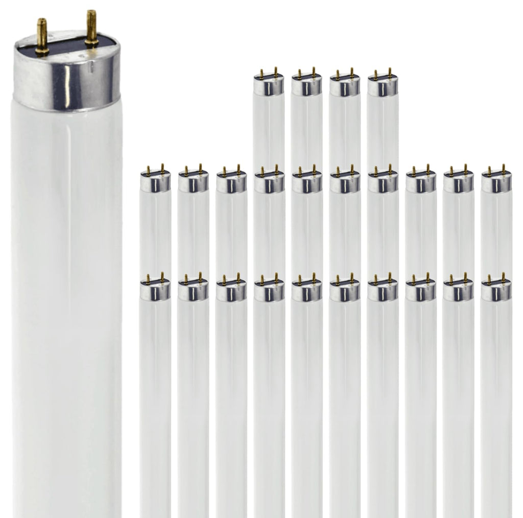 24 Inch T8 Fluorescent Tube Light Bulb 17W 5000K Bright White G13 Bi-Pin Base Pack of 25 U823726