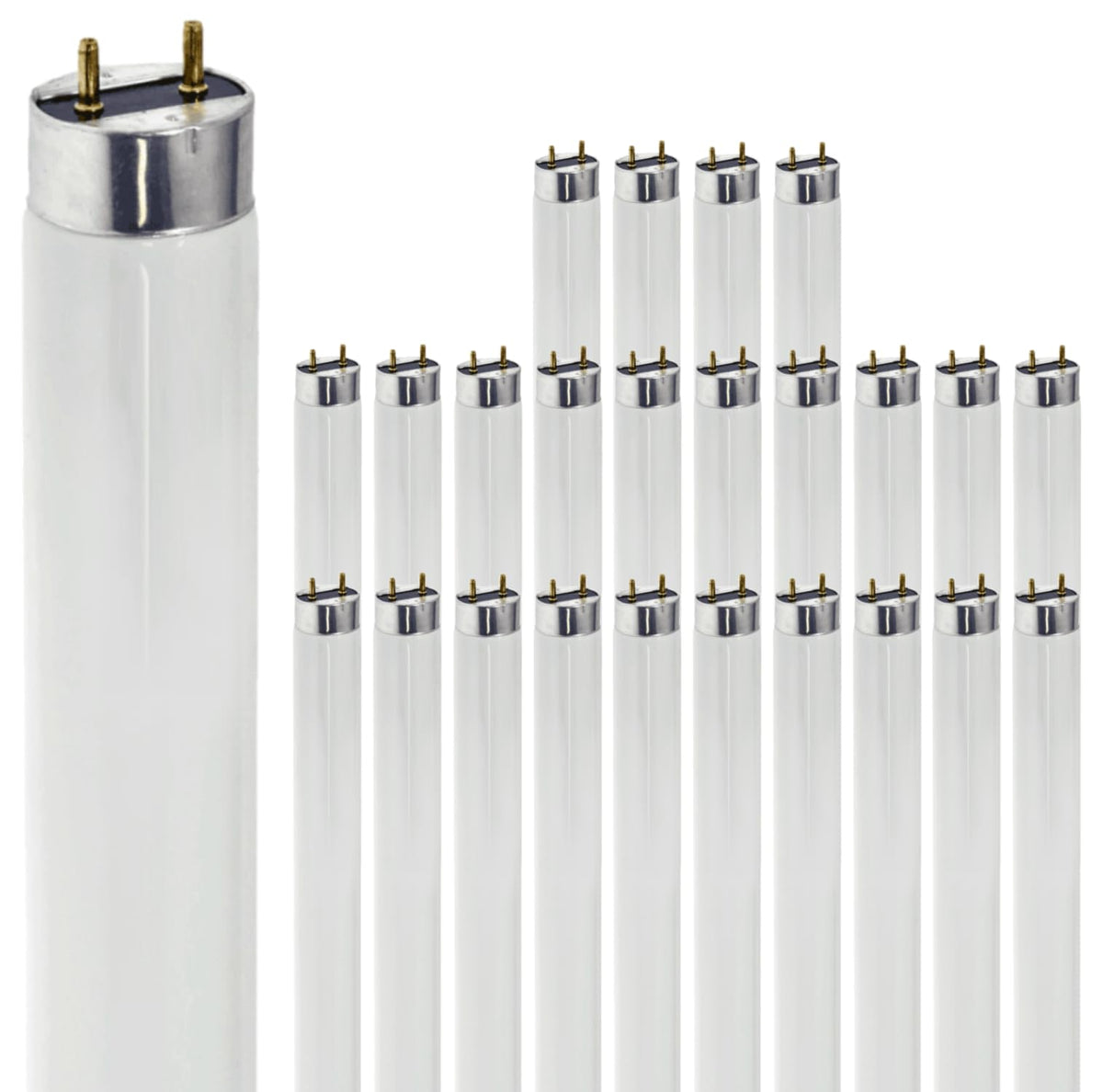 24 Inch T8 Fluorescent Tube Light Bulb 17W 5000K Bright White G13 Bi-Pin Base Pack of 25 U823726