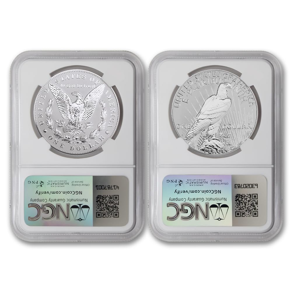 Set of 2 American Silver Morgan and Peace Dollar K3020