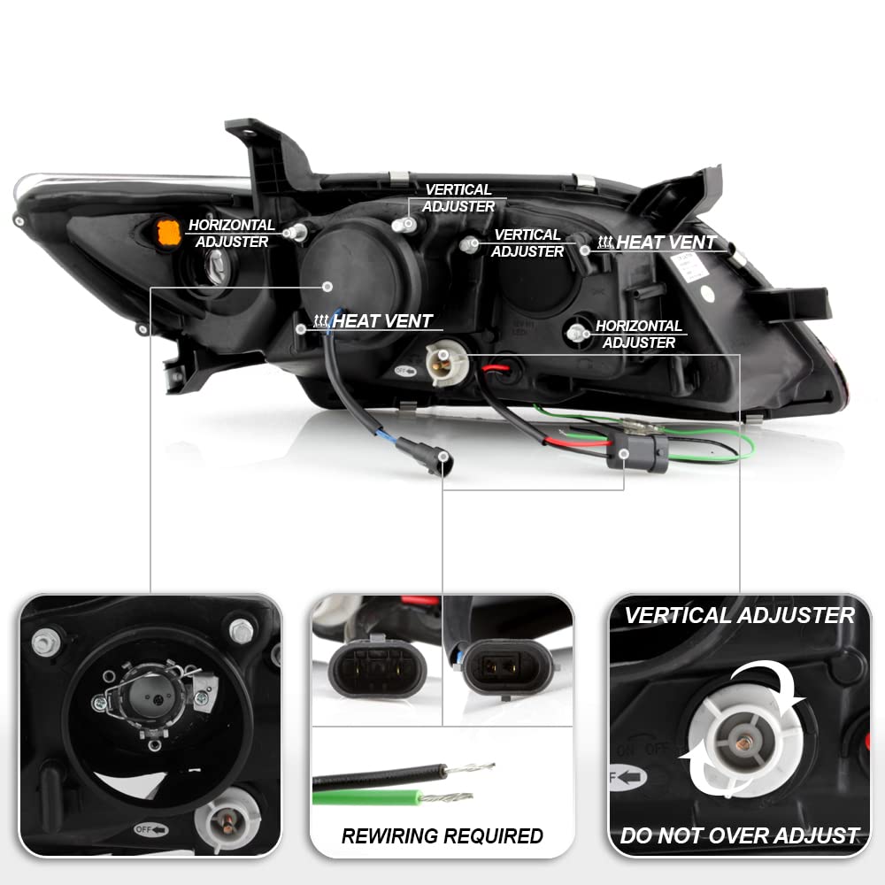 For Toyota Camry Black Projector Headlights Left + Right Pair J80627