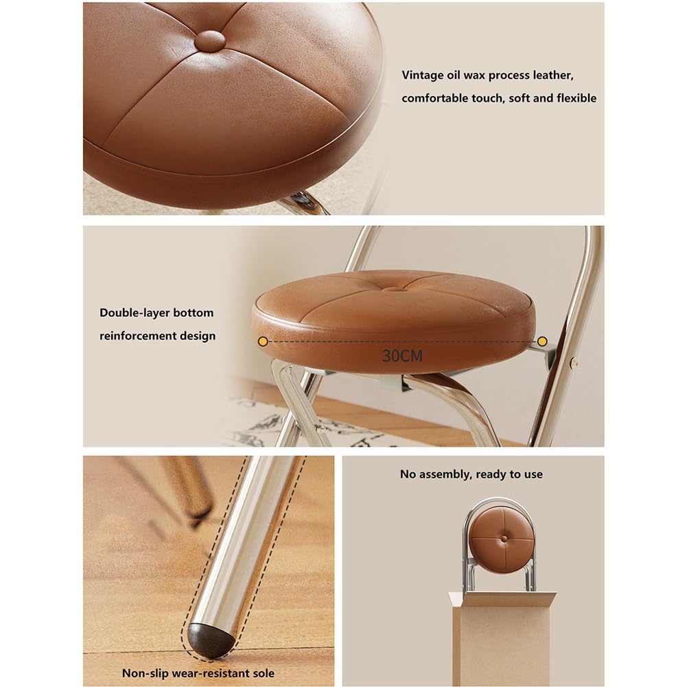 Folding Cushioned Stool with Backrest W494