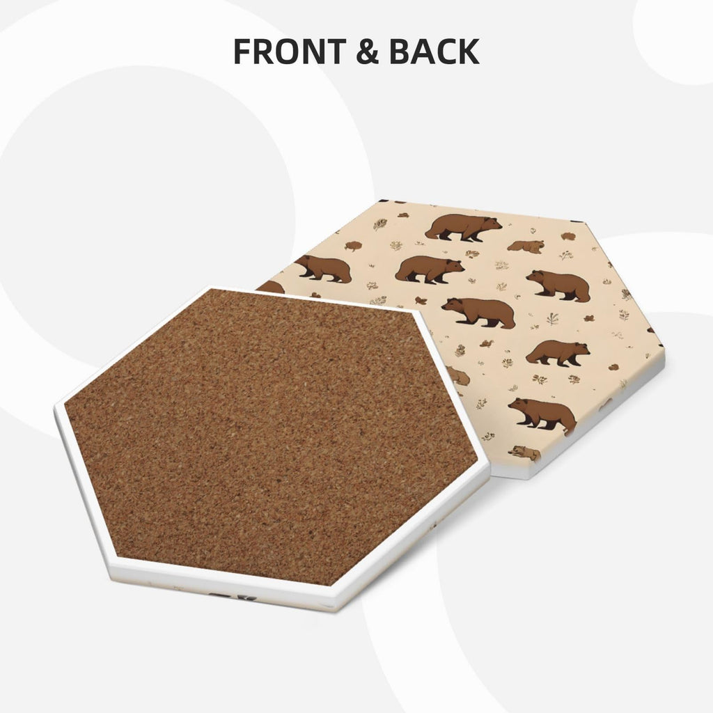 6 Piece Hexagonal Ceramic Coasters with Cork Backing F856898