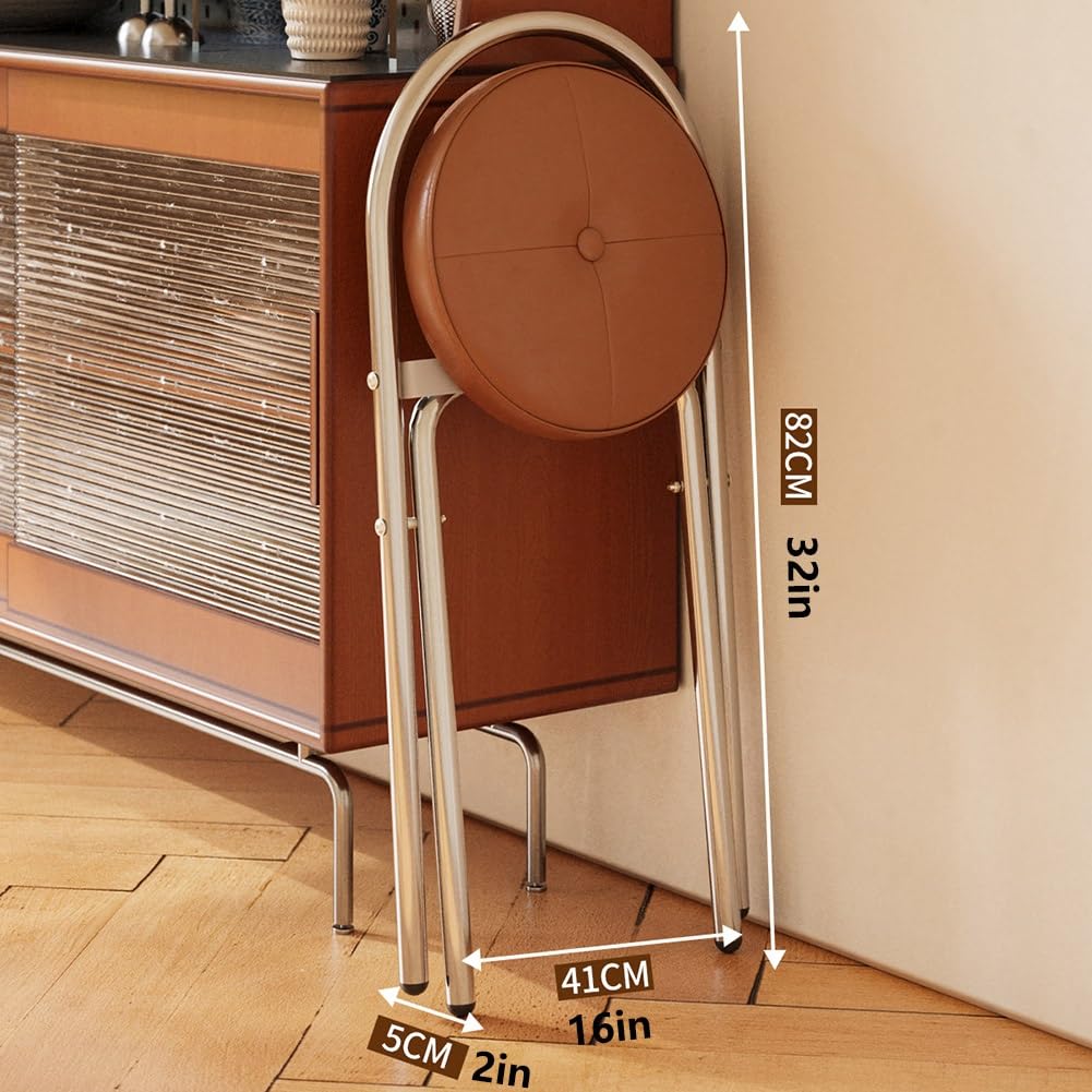 Folding Cushioned Stool with Backrest W494