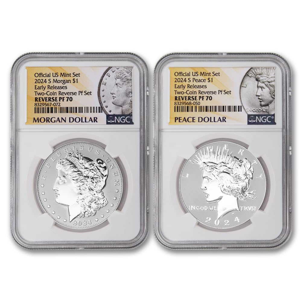 Set of 2 American Silver Morgan and Peace Dollar K3020