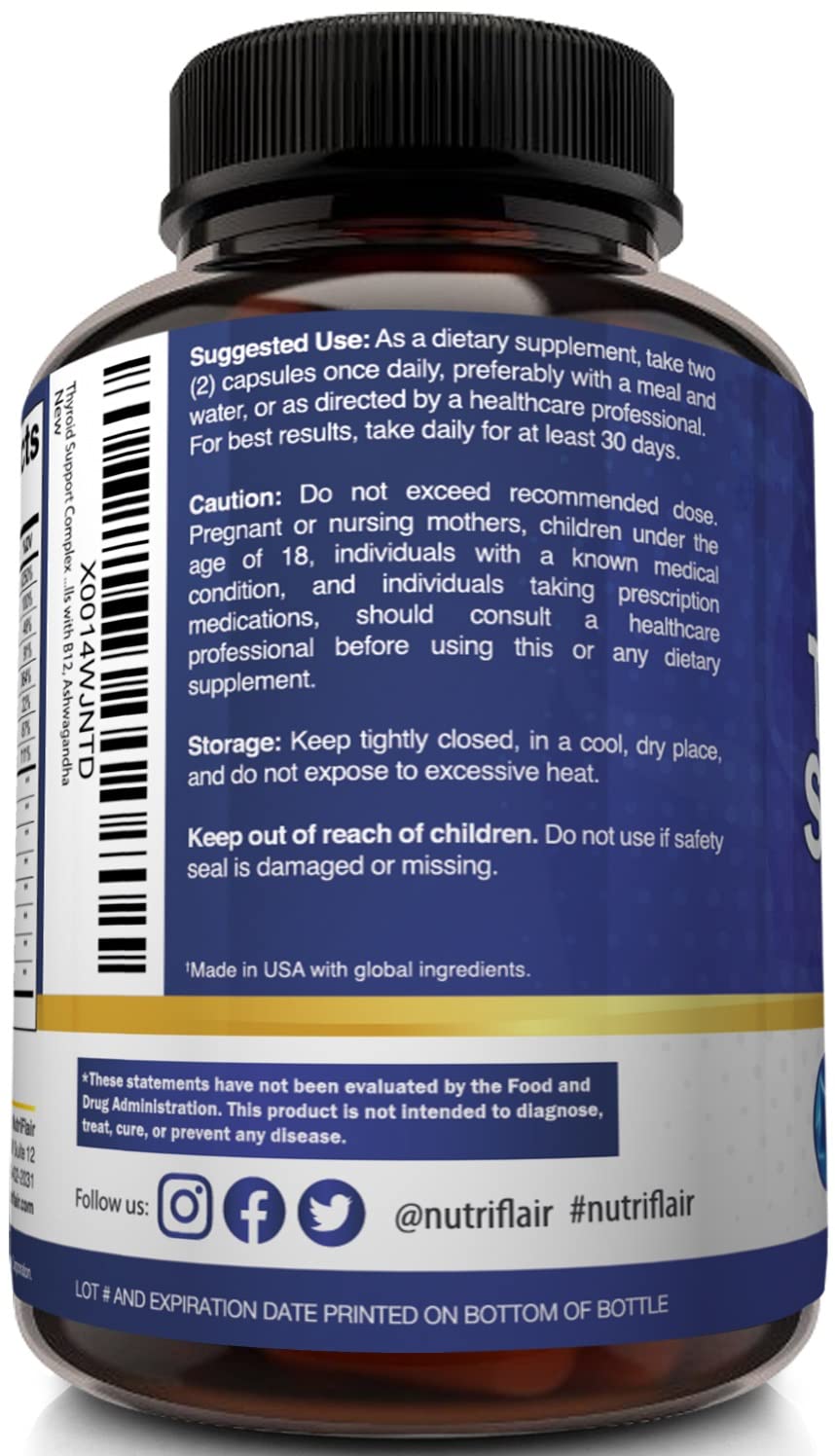 Thyroid Support Complex with Iodine, B12 & Ashwagandha, 120 Caps S997