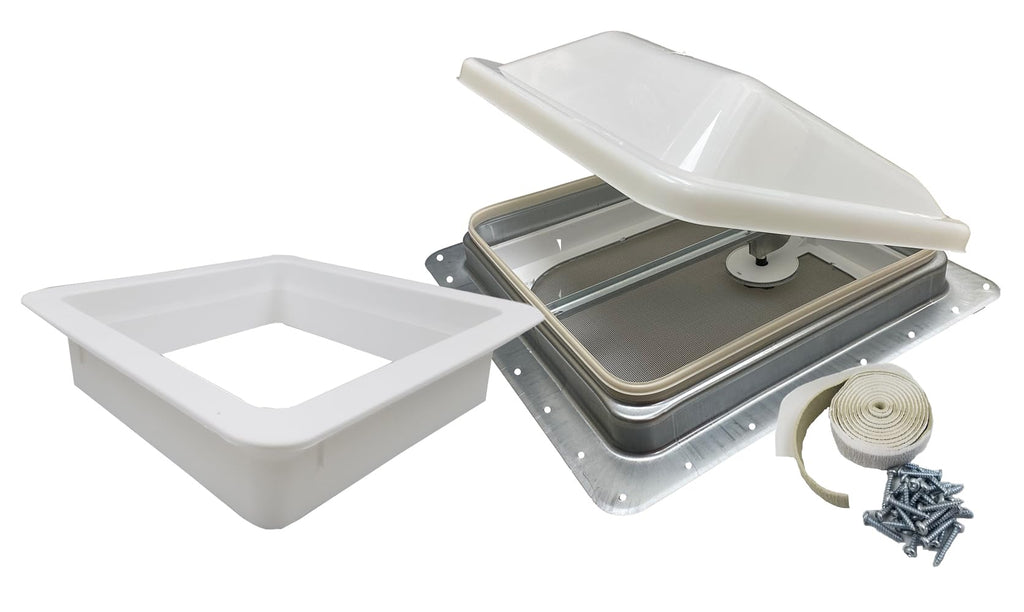 Non Powered RV Roof Vent White Lid 3" Garnish Skylight Q6185