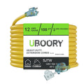 Waterproof 100 FT Yellow 12/3 SJTW Heavy Duty Extension Cord Q12375