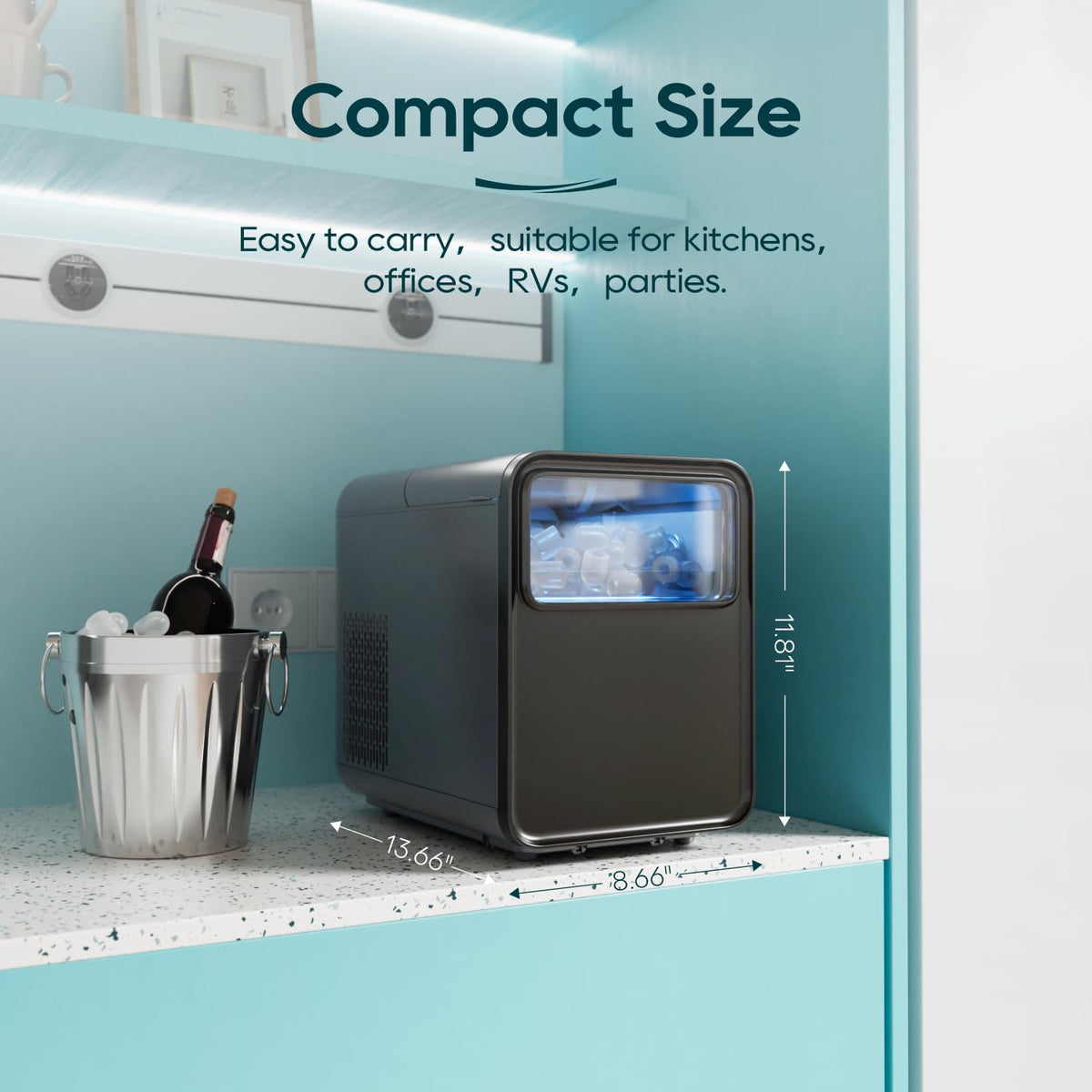 Countertop Ice Maker 9 Ice Cubes 26.5LBS/24H A784