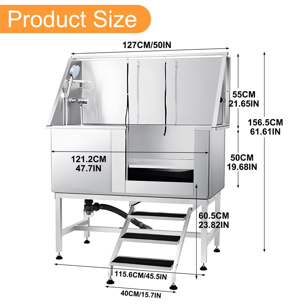 Stainless Steel Dog Washing Station with Stairs E1927