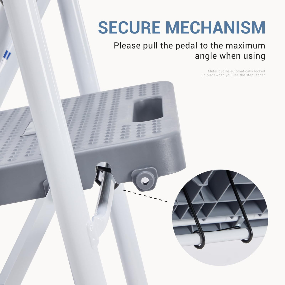 3 Step Ladder with Anti-Slip Pedal and Handrail, 800lbs, Grey Y44836