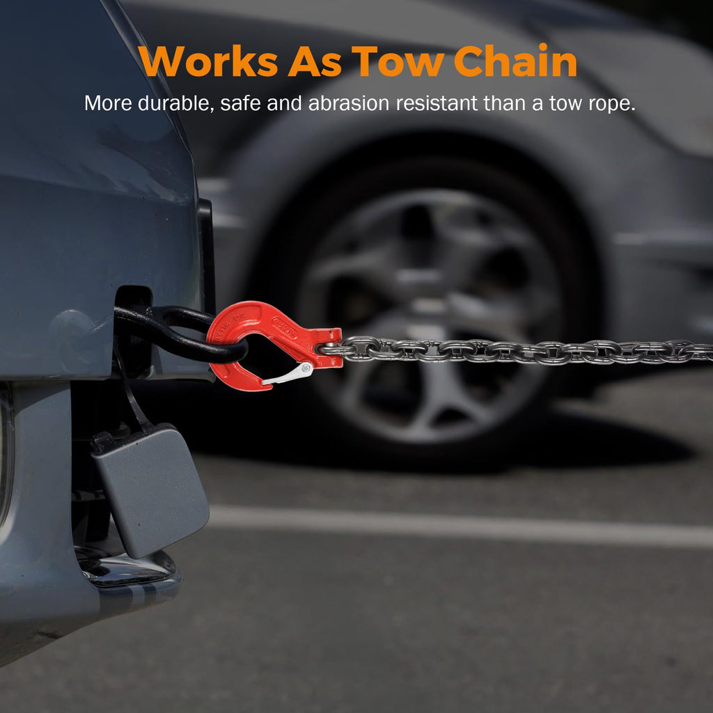 3/8 Inch 10Ft Tow Chain with Double Slip Hooks V28288
