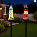 2 Packs Solar Powered Red and Blue Lighthouse Floor Lamps Y42989