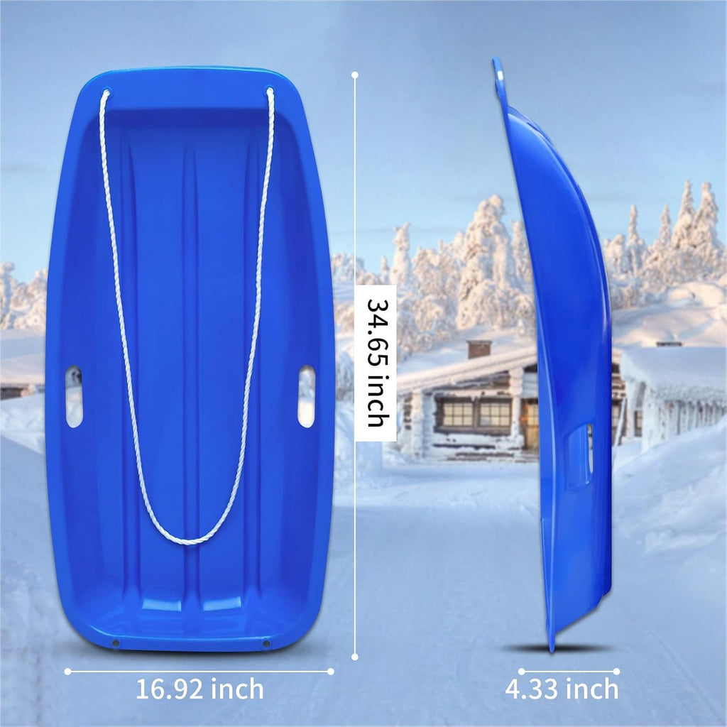 35 Inch 2-Person Plastic Snow Sled with Pull Rope A170413