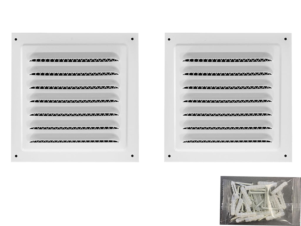 2pcs White 6" x 6" Aluminum Square Vent with Insect Screen P495