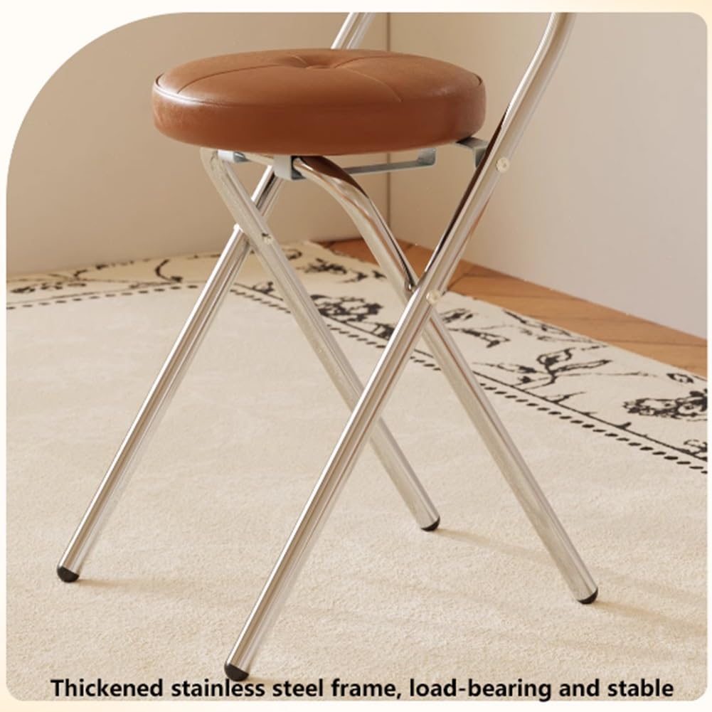 Folding Cushioned Stool with Backrest W494