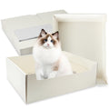 8 Pack White Foldable Disposable Litter Boxes with Scoop G70625