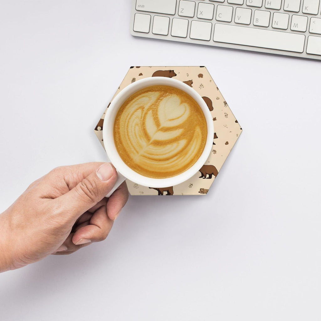 6 Piece Hexagonal Ceramic Coasters with Cork Backing F856898