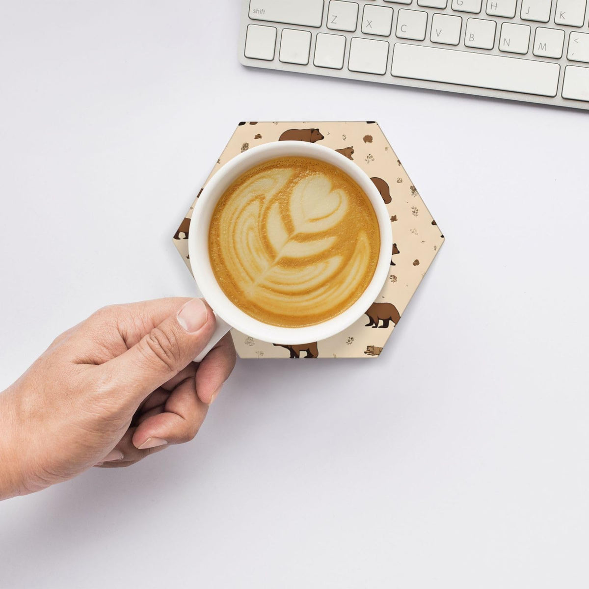 6 Piece Hexagonal Ceramic Coasters with Cork Backing F856898