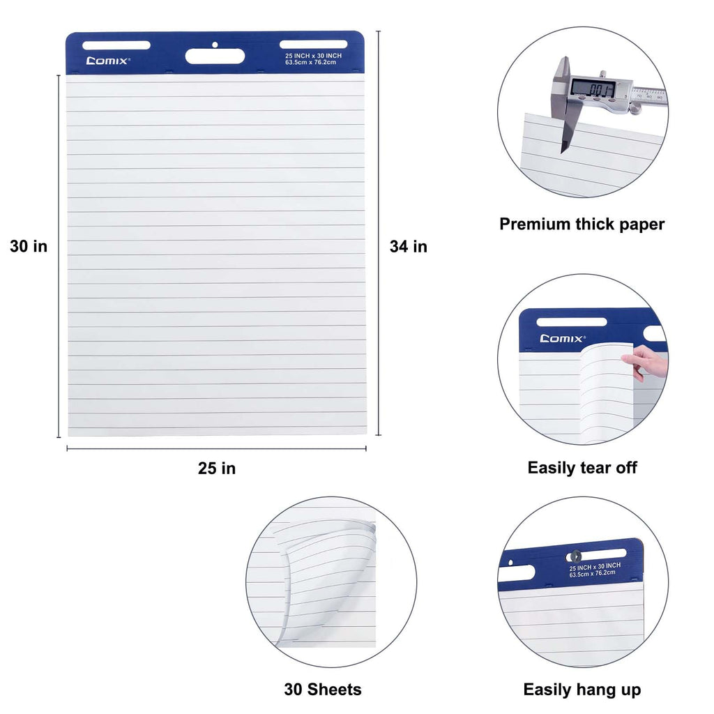 White Lined Sticky Easel Pad 25 x 30 Inches 30 Sheets 4 Pads I66658
