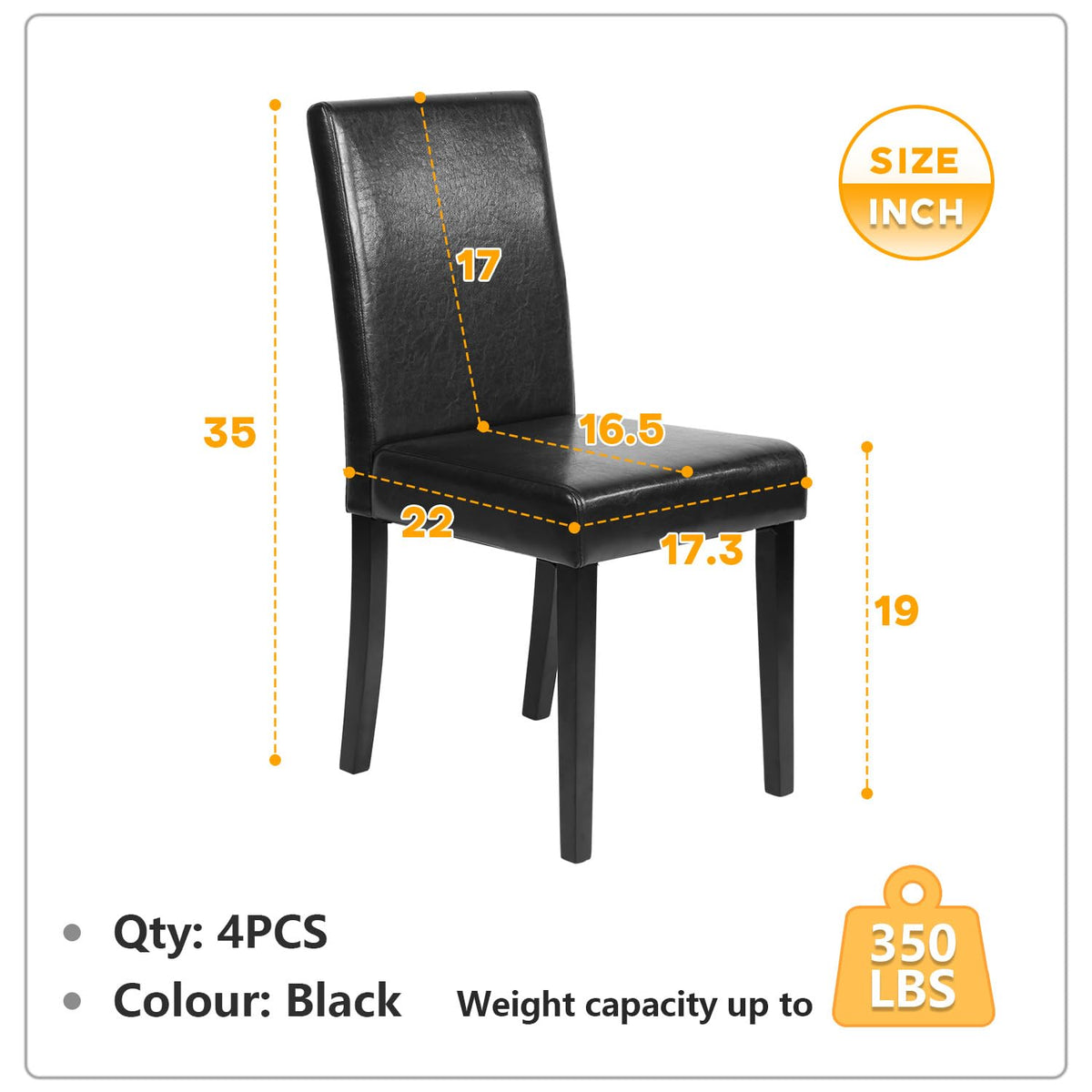 Black Set of 4 Upholstered Dining Chairs T164