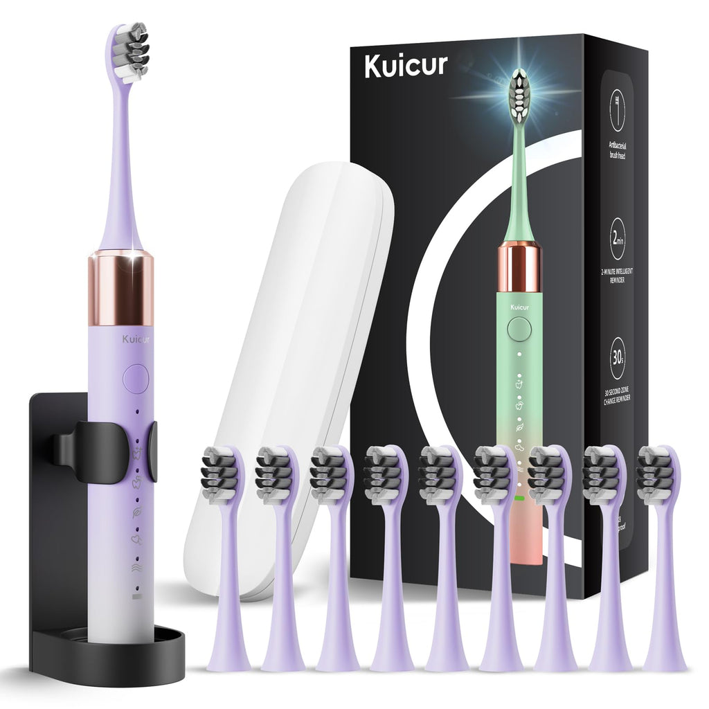 2 Pack Electric Toothbrush Black and Purple White Y8813