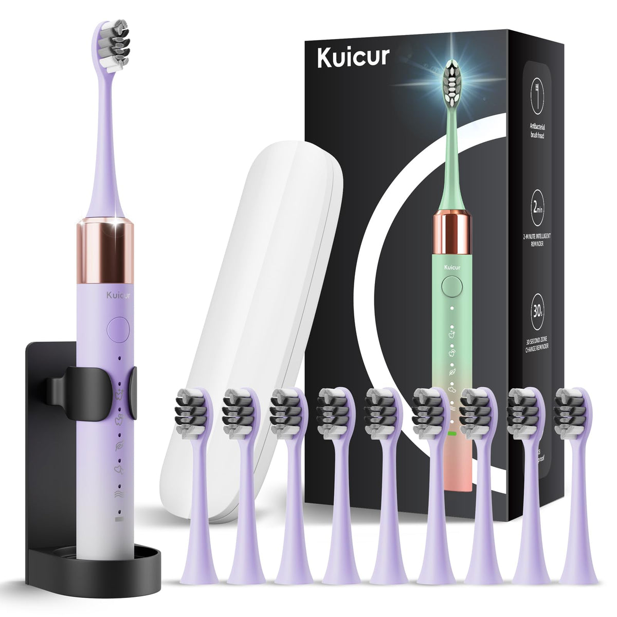 2 Pack Electric Toothbrush Black and Purple White Y8813