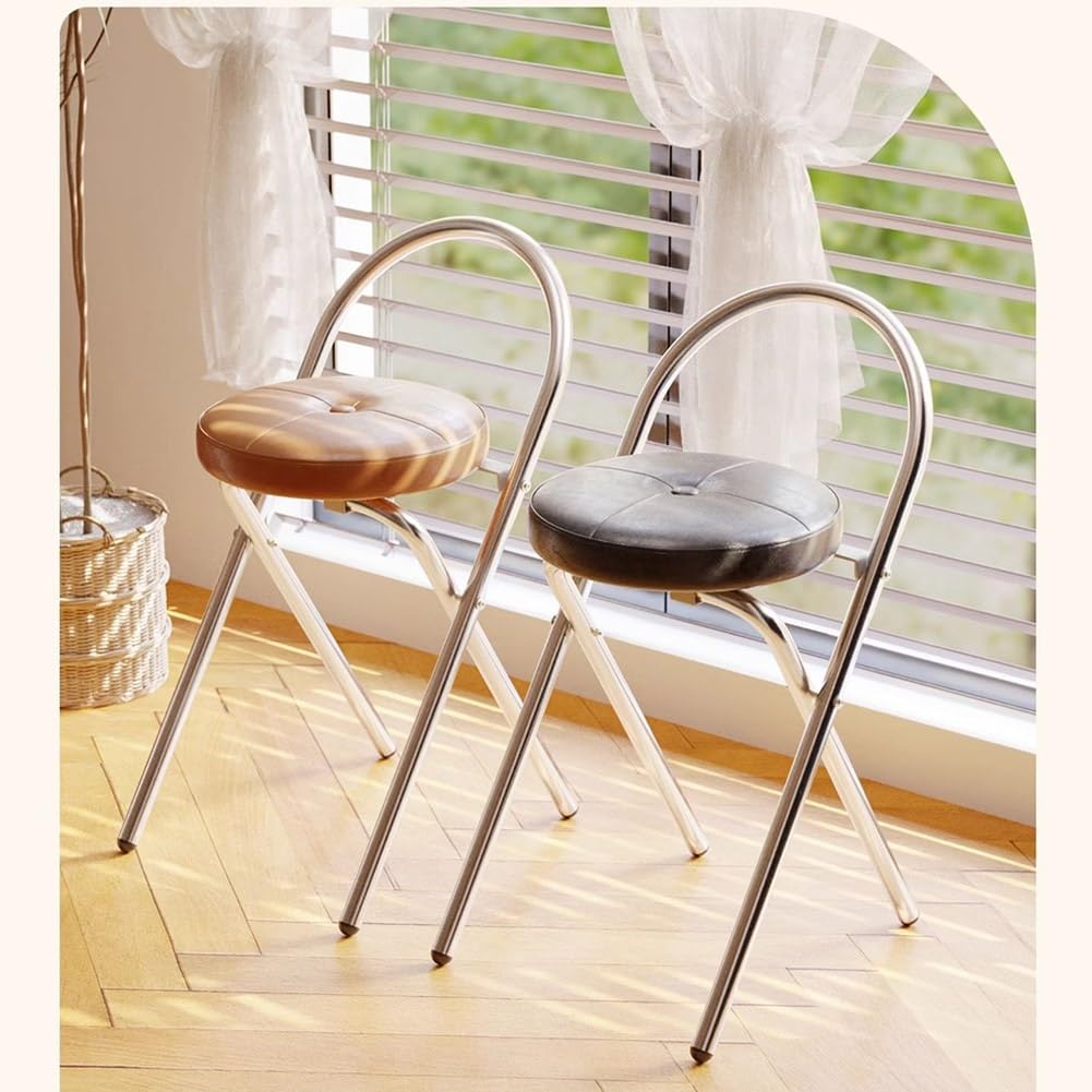 Folding Cushioned Stool with Backrest W494