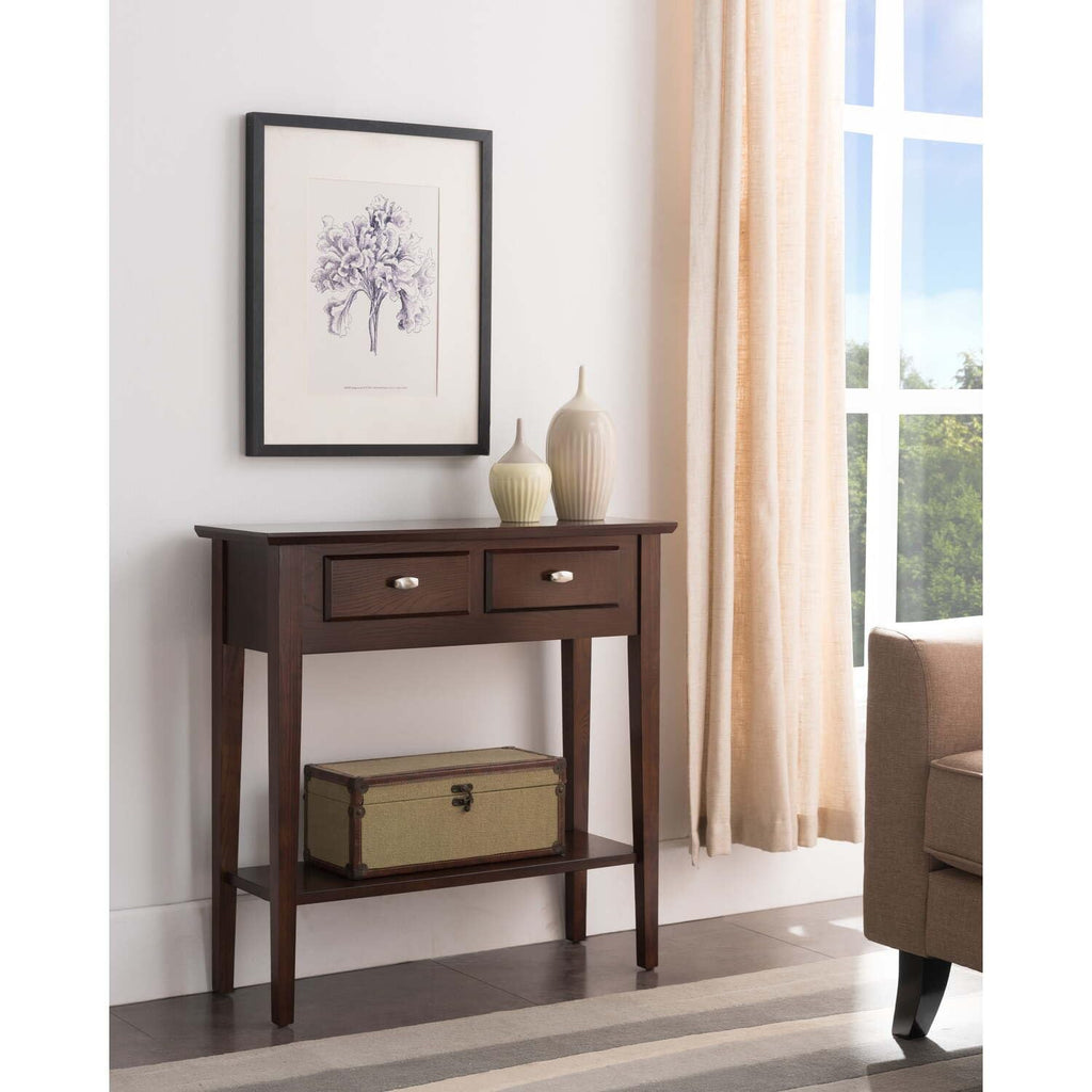 Slim Hallway Console Table with Two Drawers and Storage Shelf E977