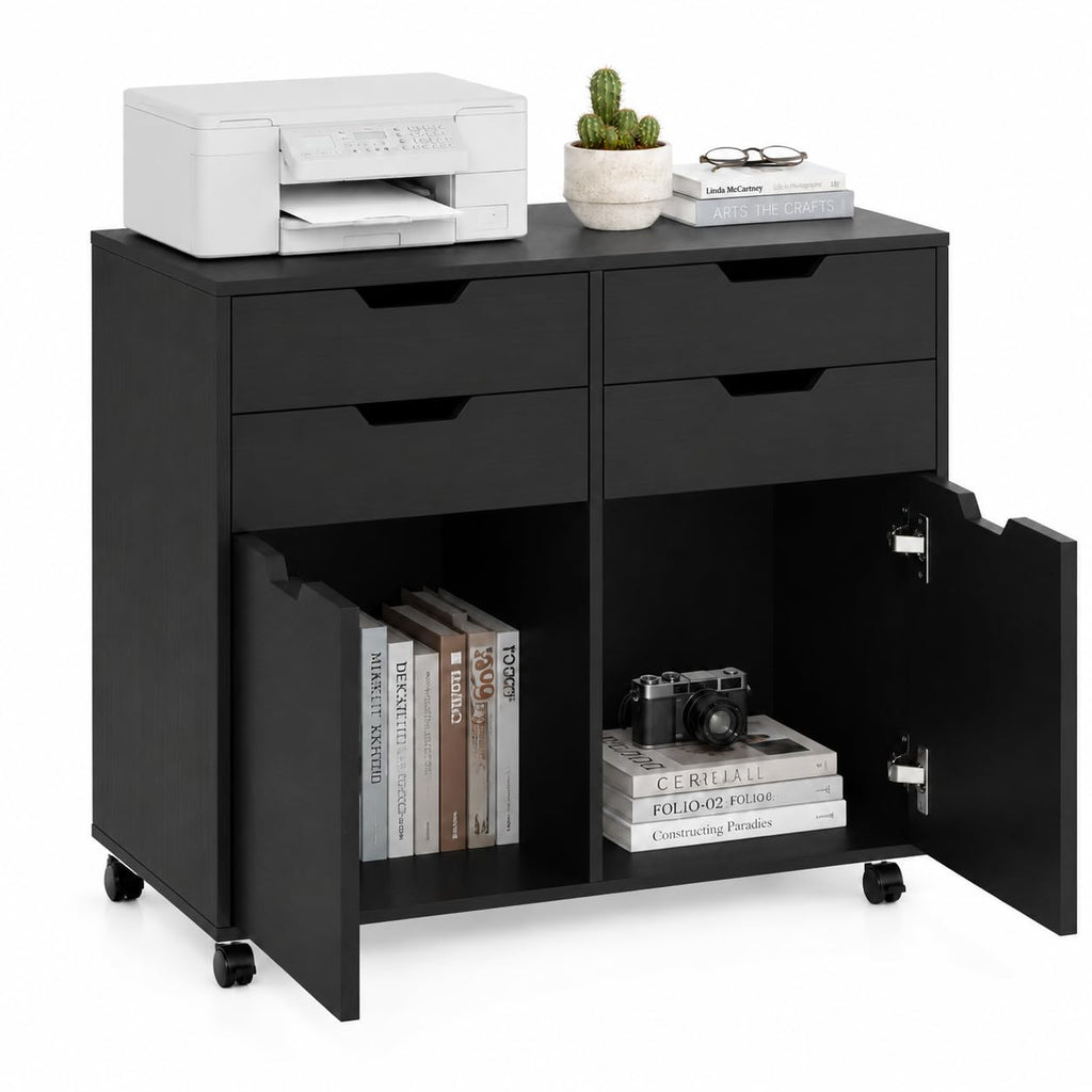 Mobile File Cabinet Rolling Printer Stand Black L885