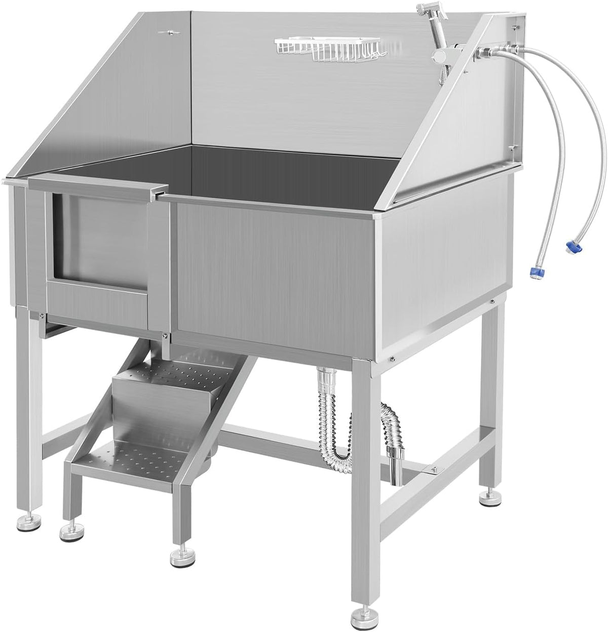 38 Inch Stainless Steel Dog Grooming Tub with Ramp W68732