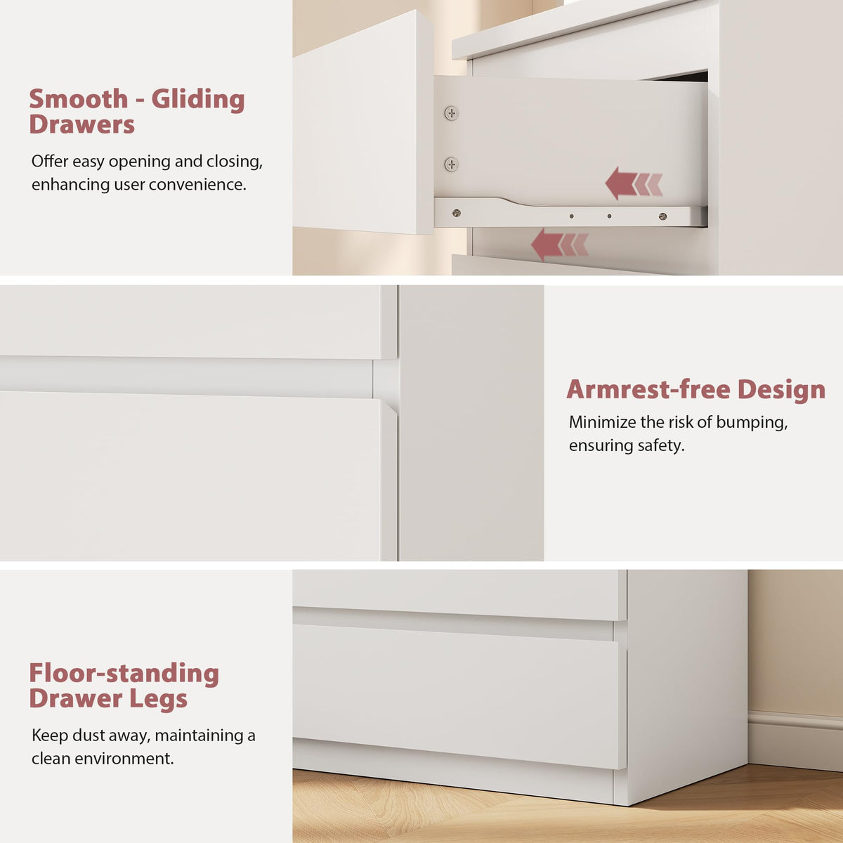 White 5 Drawer Dresser Chest of Drawers N4272