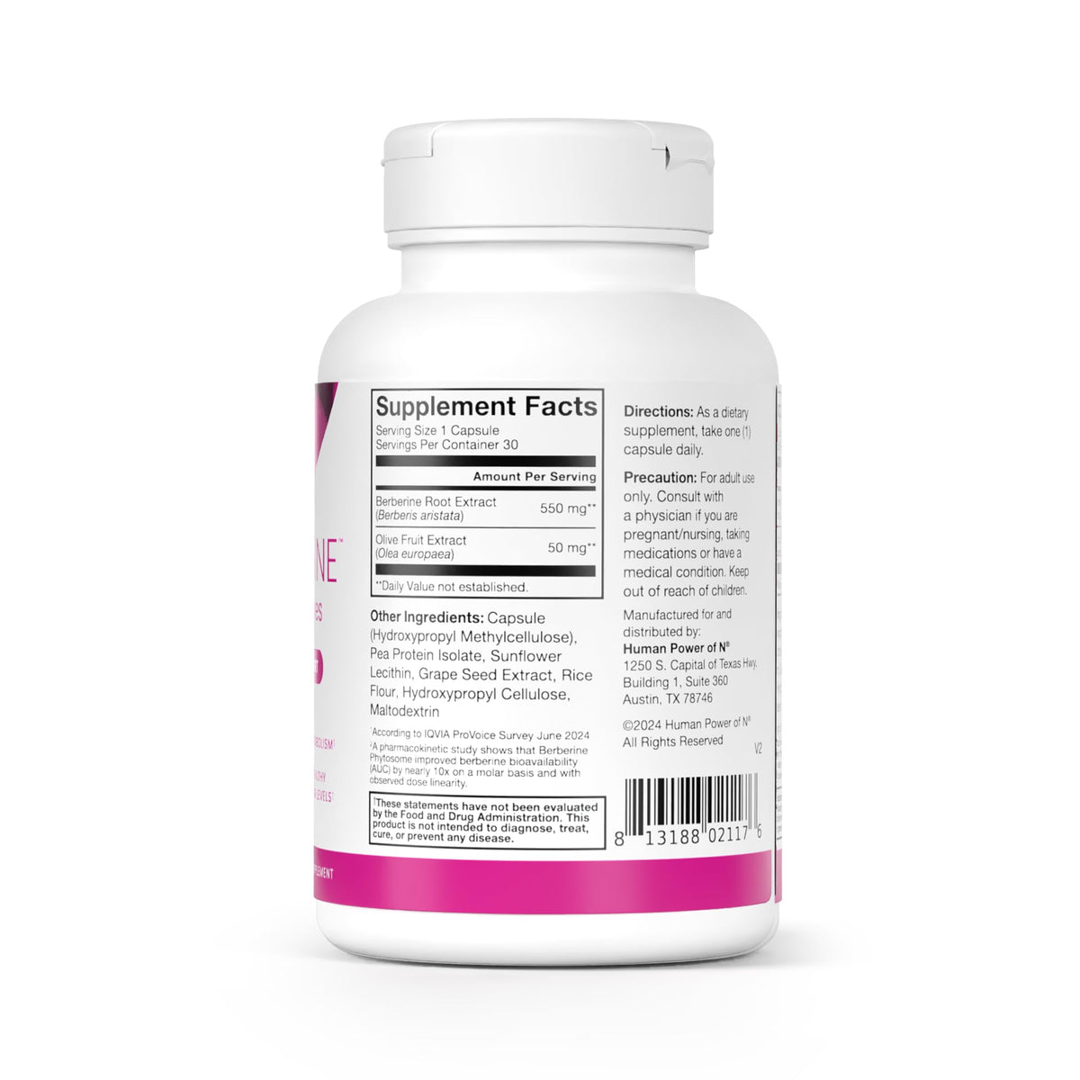 550mg Berberine Capsules 30 Ct H97588