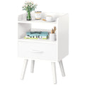 Modern Nightstand with Drawer and Open Storage Shelf I854