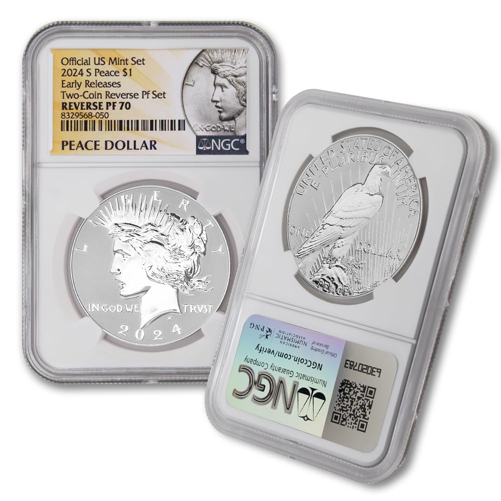 Set of 2 American Silver Morgan and Peace Dollar K3020