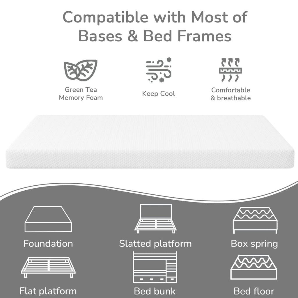 5 Inch Twin Mattress Green Tea Gel Memory Foam L475982