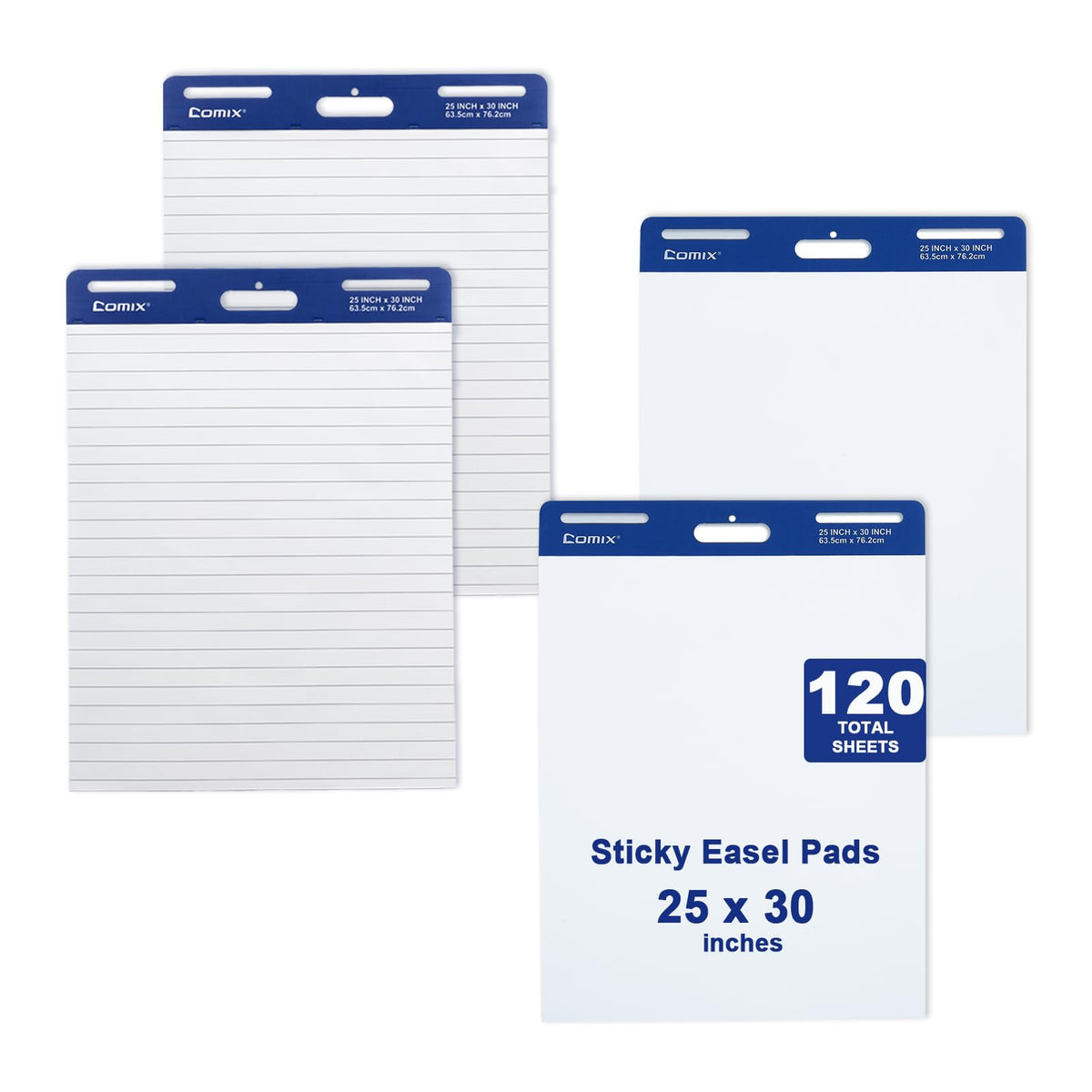 White Lined Sticky Easel Pad 25 x 30 Inches 30 Sheets 4 Pads I66658