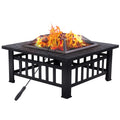 32" Square Wood Burning Fire Pit with Poker and Cover G243