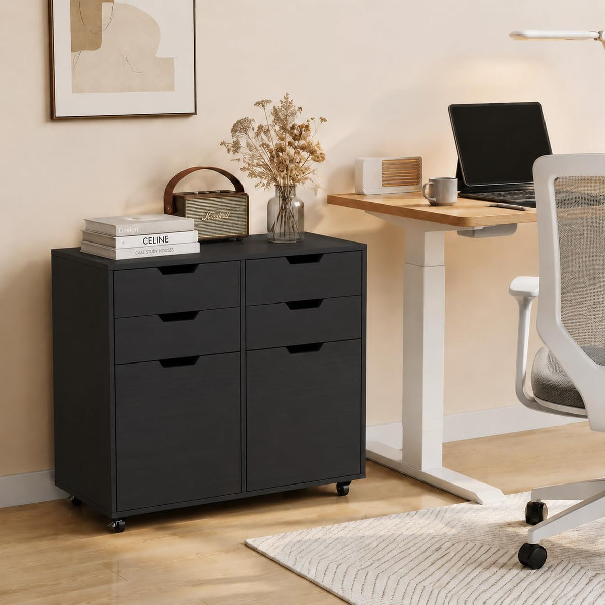 Mobile File Cabinet Rolling Printer Stand Black L885