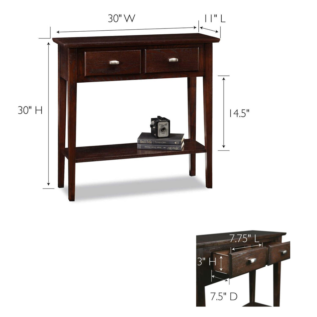 Slim Hallway Console Table with Two Drawers and Storage Shelf E977