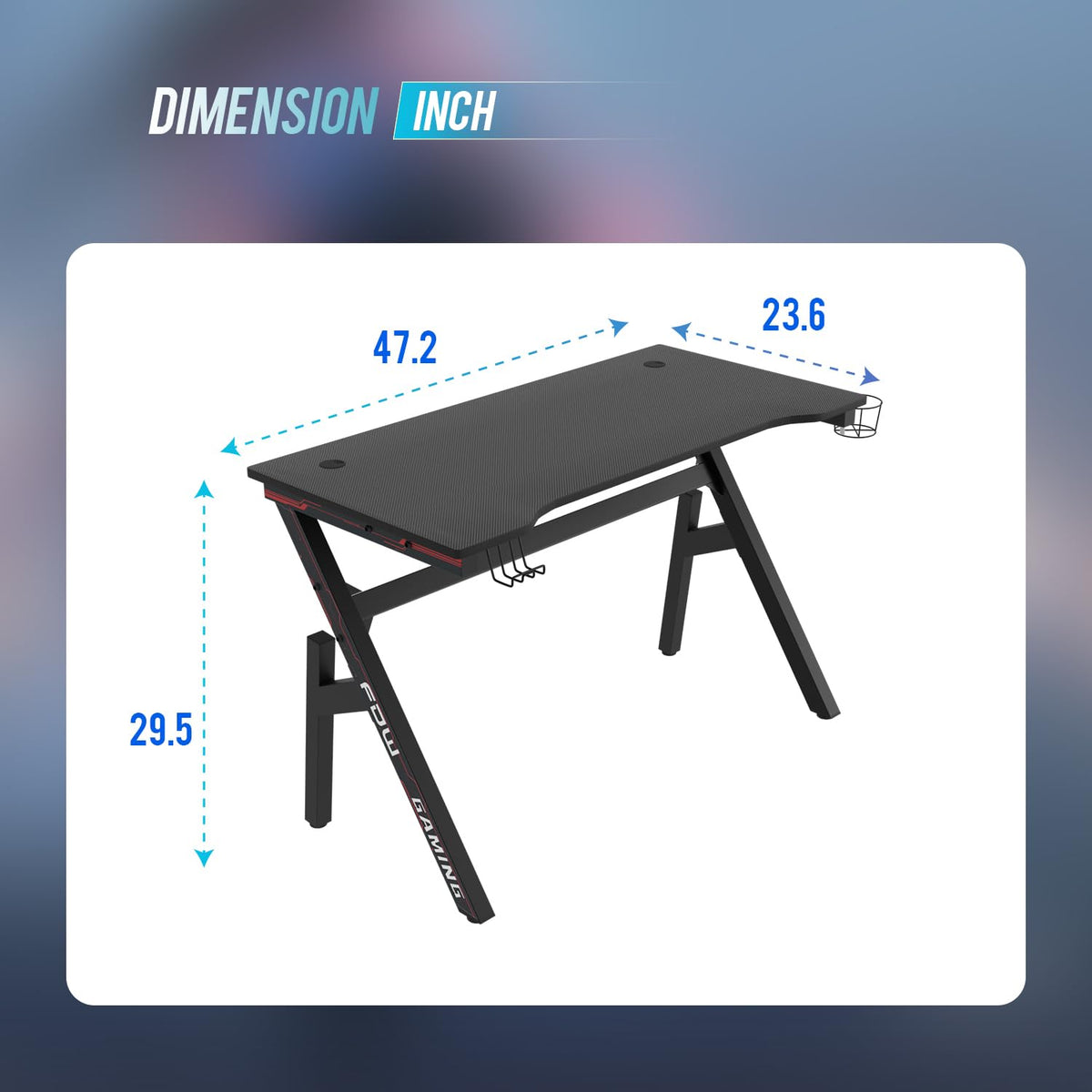 47" R-Shaped Gaming Table V6886
