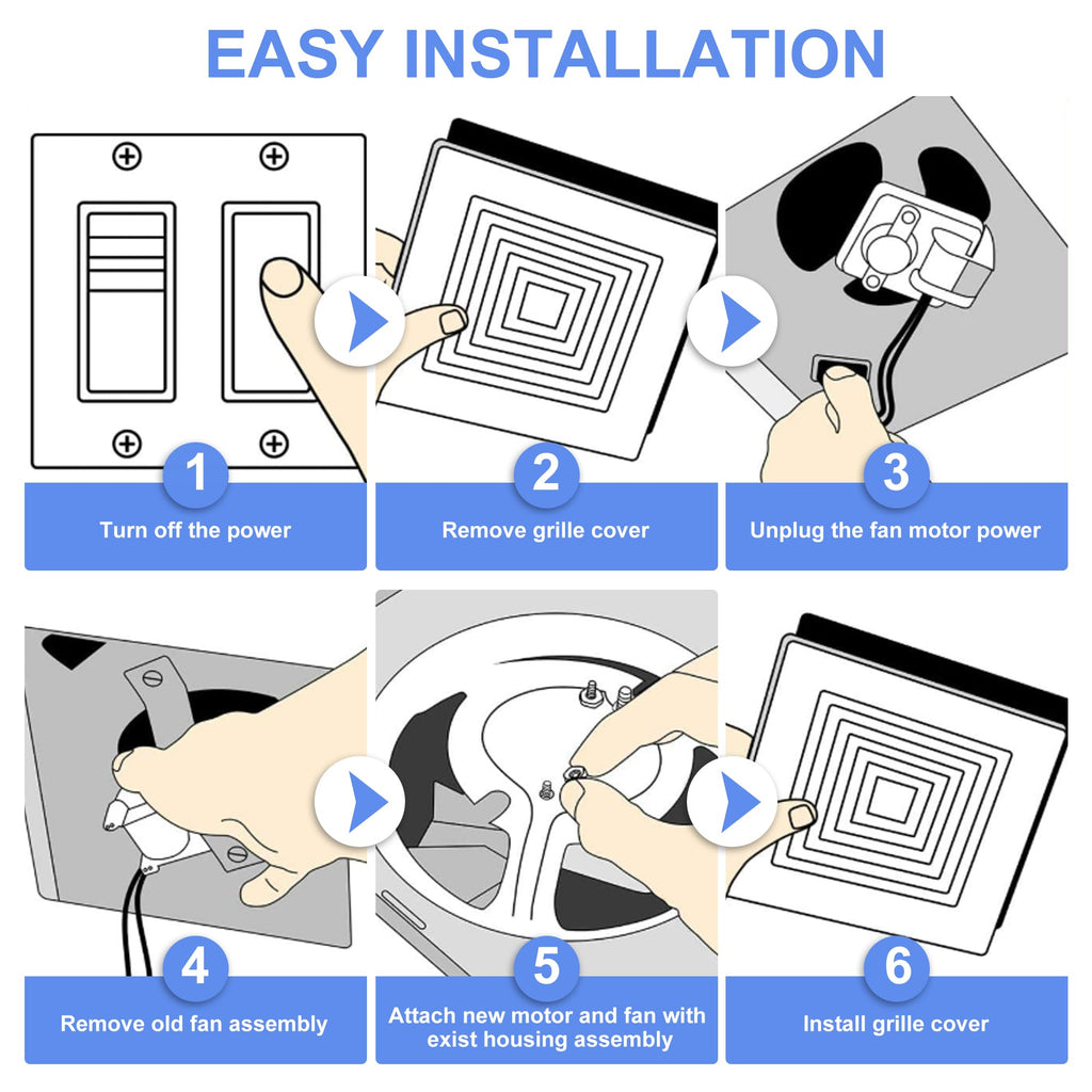 Bathroom Exhaust Fan Motor Replacement Kit 50CFM 120V B512835