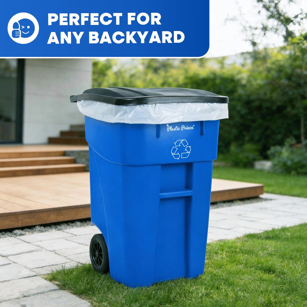 50 Gallon Blue Plastic Trash Can with Lid and Wheels G251