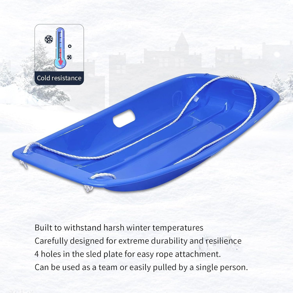 35 Inch 2-Person Plastic Snow Sled with Pull Rope A170413