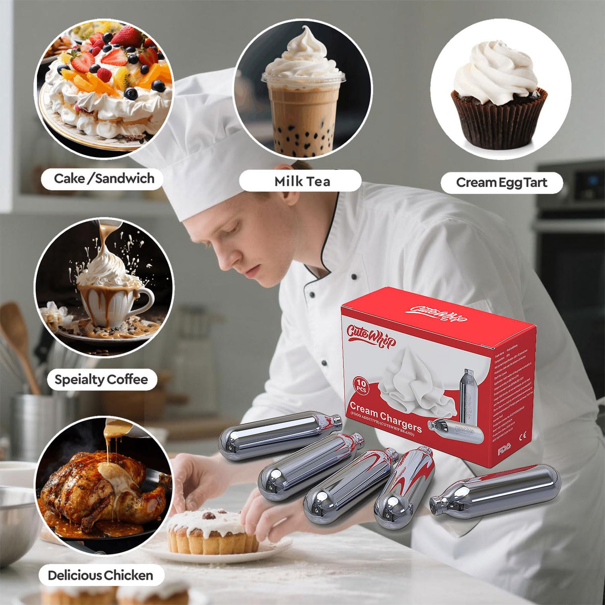 8g Whipped Cream Chargers 10-Pack J82944
