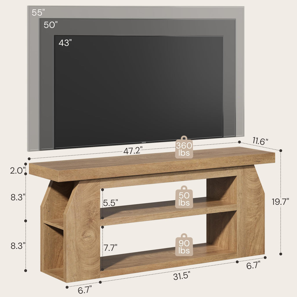 Oak 3-Tier Wood TV Stand for 55 Inch TV H383241