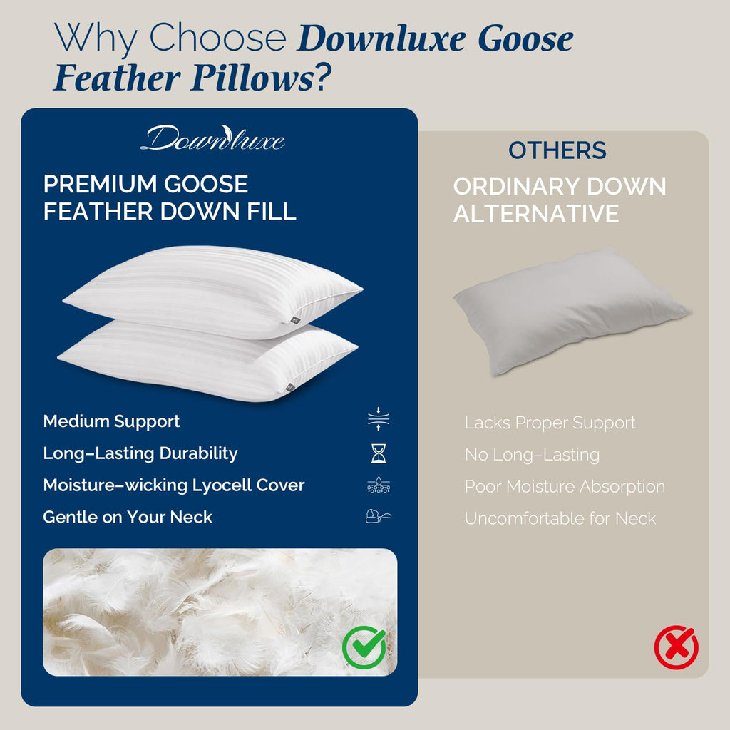 Goose Feather and Down King Size Pillows Set of 2 Z236